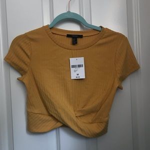 Mustard Yellow Twist Front Crop Top NWT